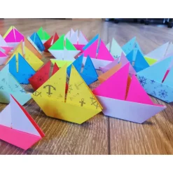 10 Origami Segelboote Tischdeko – Maritim, Bunt, Taufe, Hochzeit, Papierboote, Boote, Schiffe