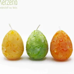 3 Ostereikerzen Mosaik GelbGrünOrange