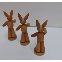 3 Osterhasen Handarbeit Erzgebirge DDR – 80 Jahre – Vintage Sammlerfigur H = 7 cm