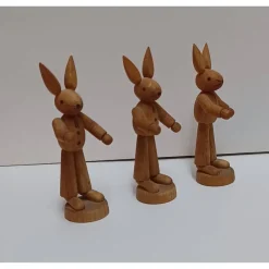 3 Osterhasen Handarbeit Erzgebirge DDR – 80 Jahre – Vintage Sammlerfigur H = 7 cm