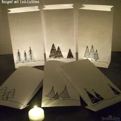 6 Papiertüten mit Tannenbäumen als Geschenktüten, Adventskalendertüten oder Lichtertüten (2)