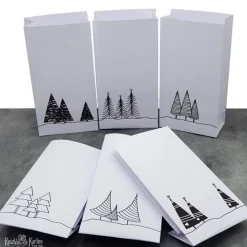 6 Papiertüten mit Tannenbäumen als Geschenktüten, Adventskalendertüten oder Lichtertüten (2)
