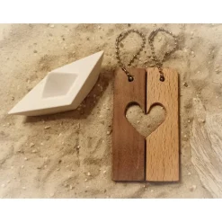 2 personalisierbare Partner Schlüsselanhänger Herzen, Hochzeit Jubiläum