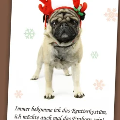 3 Postkarten „Weihnachtsmops“