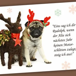 3 Postkarten „Weihnachtsmops“