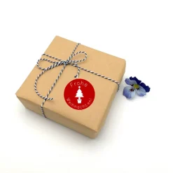 24 rote Aufkleber mit weißem Weihnachtsbaum Frohe Weihnachten rund