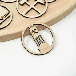 6 Ruhrpott Holzanhänger – Weihnachtsset | Pott Weihnachtsschmuck Motiv | Holz Baumschmuck