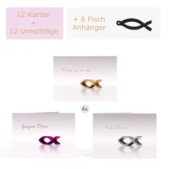 12 schlichte blanko Osterkarten (Klappkarten) im Set DIN A6 inkl. 12x haftklebender Umschlag (C6) inkl. 6 Anhänger