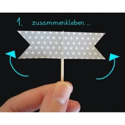 26 selbstklebende Cupcake Deko | Wimpel | Herzchen