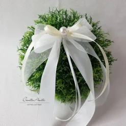 10 St. Autoschleifen CREME-WEISS - Antennenschleifen zur Hochzeit