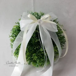 10 St. Autoschleifen CREME-WEISS - Antennenschleifen zur Hochzeit