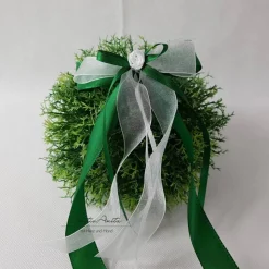 10 St. Autoschleifen GRÜN mit WEISS oder CREME - Antennenschleifen zur Hochzeit