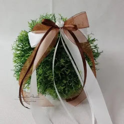 10 St. Autoschleifen in BRAUN mit WEISS oder CREME - Weihnachtsschleifen - Antennenschleifen zur Hochzeit