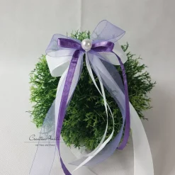 10 St. Autoschleifen in LILA WEISS oder Creme - Antennenschleifen zur Hochzeit