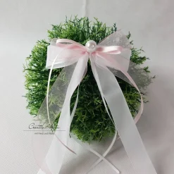 10 St. Autoschleifen in ROSA mit WEISS oder CREME - Antennenschleifen zur Hochzeit