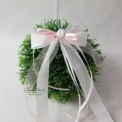 10 St. Autoschleifen in ROSA mit WEISS oder CREME - Antennenschleifen zur Hochzeit