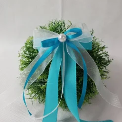 10 St. Autoschleifen in TÜRKIS WEIß oder CREME Antennenschleifen zur Hochzeit