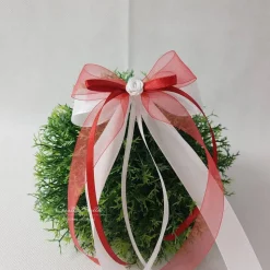 10 St. Autoschleifen ROT mit WEIß oder CREME Antennenschleifen Spiegelschleifen zur Hochzeit