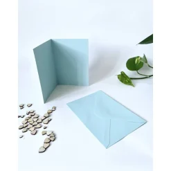 30 Stück Kartenset Klappkarten aus Kraftpapier in blau, grün und gelb