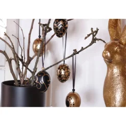 10 Stck. Ostereier schwarz gold