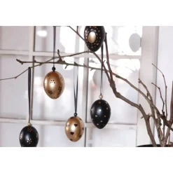 10 Stck. Ostereier schwarz gold