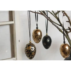 10 Stck. Ostereier schwarz gold