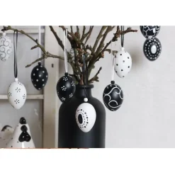 10 Stck. Ostereier schwarz weiß