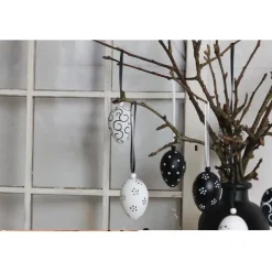 10 Stck. Ostereier schwarz weiß