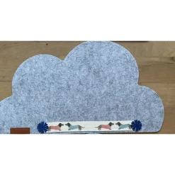 4 Stück Tischsets hellgrau mit goldfarbenen Dackelmotiv, Wolkenform, ca 45 x 25 cm