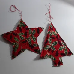 1 Stern groß und 1 Bäumchen Weihnachten zum Aufhängen, Set 25