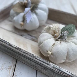 2 Stoffkürbisse aus Leinen Natur Herbst Dekoration