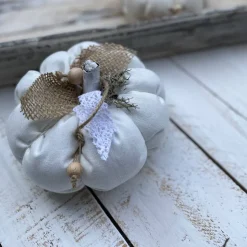 2 Stoffkürbisse aus Leinen Natur Herbst Dekoration