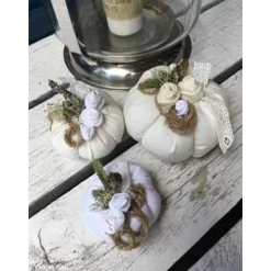 3 Stoffkürbisse Leinen Natur – Handgemachte Herbst Deko im Hygge Landhausstil