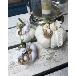 3 Stoffkürbisse Leinen Natur – Handgemachte Herbst Deko im Hygge Landhausstil