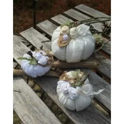 3 Stoffkürbisse Leinen Natur – Handgemachte Herbst Deko im Hygge Landhausstil