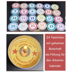 24 Teelichter mit geheimen Botschaften – Adventskalender Füllung & DIY Geschenkidee