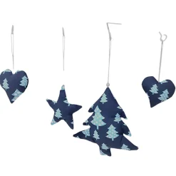 4- teilige blaue Weihnachtsdeko zum aufhängen