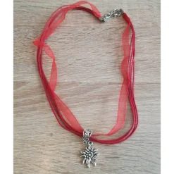 1 Trachten Halsband, Trachtenkette, Organza, Edelweißanhänger, 11 Farben zur Wahl
