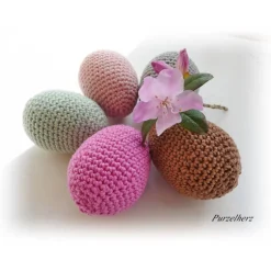 5 Umhäkelte Ostereier - Ostern,Tischdeko,Gastgeschenk,antike Farben,nostalgisch,boho,altrosa,grau,braun