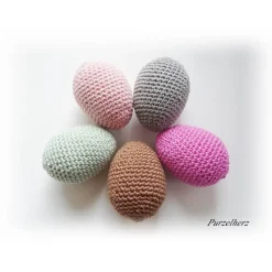 5 Umhäkelte Ostereier - Ostern,Tischdeko,Gastgeschenk,antike Farben,nostalgisch,boho,altrosa,grau,braun