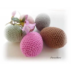 5 Umhäkelte Ostereier - Ostern,Tischdeko,Gastgeschenk,antike Farben,nostalgisch,boho,altrosa,grau,braun