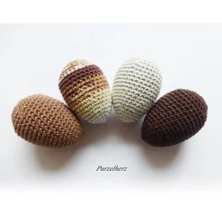 4 umhäkelte Ostereier zur Tischdeko - Gastgeschenk,Ostern,Muttertag,Dekoeier,festlich,modern,easter,sammeln,braun