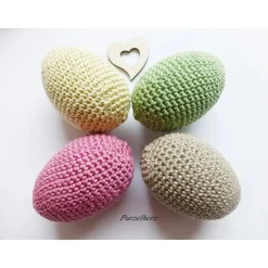 4 umhäkelte Ostereier zur Tischdeko - Gastgeschenk,Ostern,Dekoeier,festlich,modern,grün,altrosa