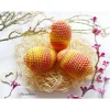 3 umhäkelte Ostereier zur Tischdeko - Gastgeschenk,Ostern,Muttertag,Dekoeier,festlich,modern,gelb,pfirsich