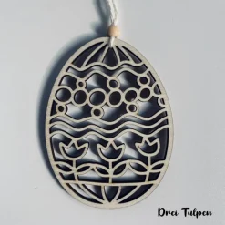 7 verschiedene Eieranhänger aus Holz, Holzeier als Dekoration oder Geschenk zu Ostern, filigrane gelaserte Eier