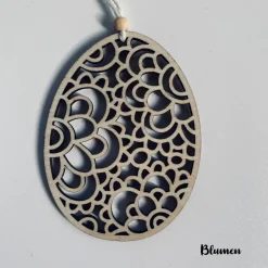 7 verschiedene Eieranhänger aus Holz, Holzeier als Dekoration oder Geschenk zu Ostern, filigrane gelaserte Eier