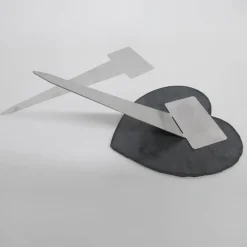 26 x 29 cm Schieferherz mit Gravur – Personalisierter Gedenkstein mit Foto und Wunschtext als wetterfester Grabschmuck