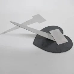 15 x 17 cm Schieferherz mit Gravur – personalisierter Gedenkstein mit Foto & Wunschtext als Grabschmuck