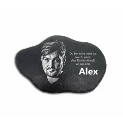 30 x 20 cm Wolke Schiefertafel mit Gravur – Personalisierter Gedenkstein mit Foto & Wunschtext – wetterf