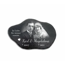 30 x 20 cm Wolke Schiefertafel mit Gravur – Personalisierter Gedenkstein mit Foto & Wunschtext – wetterf